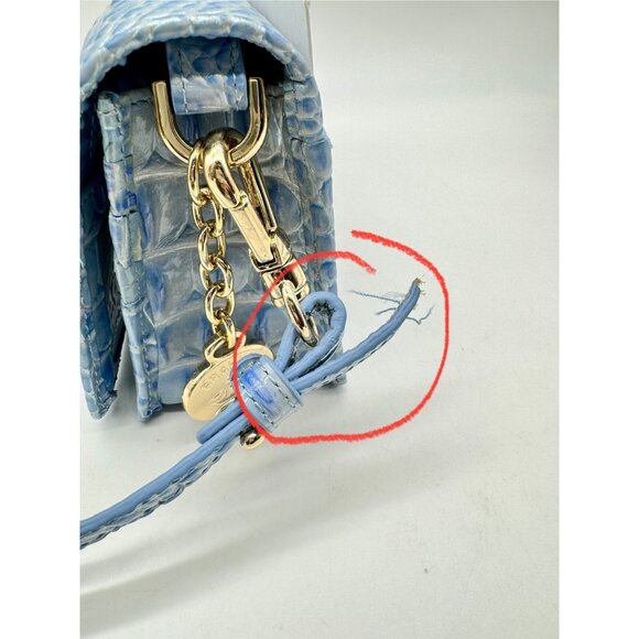 BRAHMIN Minuette croc embossed leather phone crossbody bag wallet BLUE-Defective - Picture 14 of 15